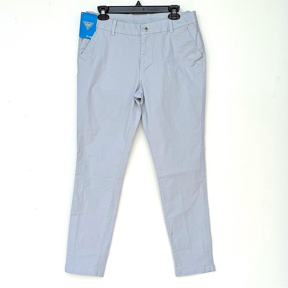 NEW COLUMBIA Women's 10 PFG Bonehead Chino Pants Straight Stretch Cotton Gray